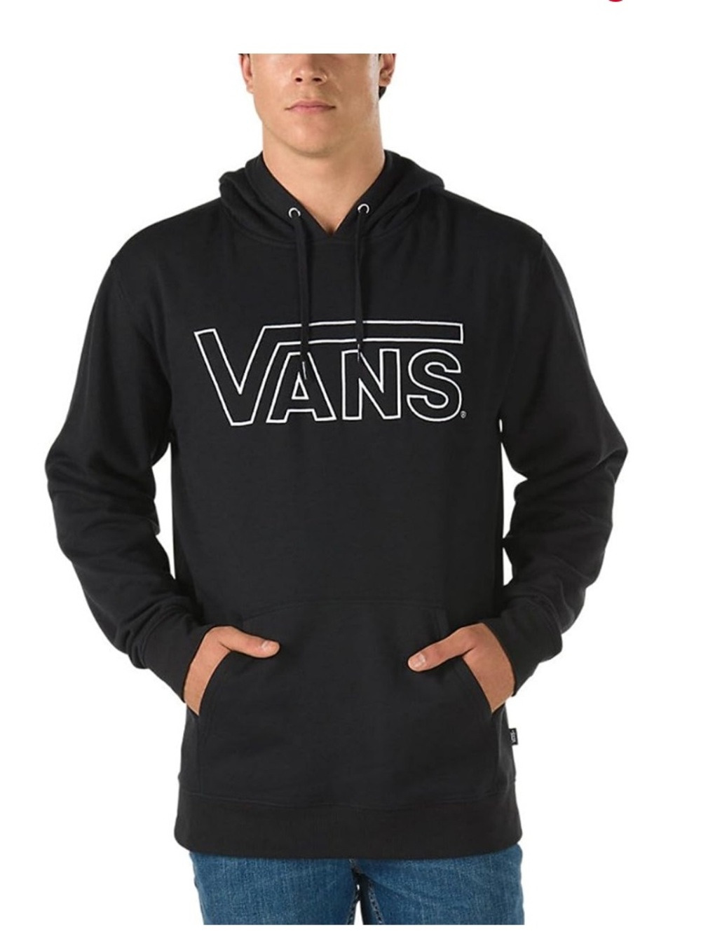 NWT Mens Vans Black Outline Drop V Pullover Hoodie with White Logo size XL